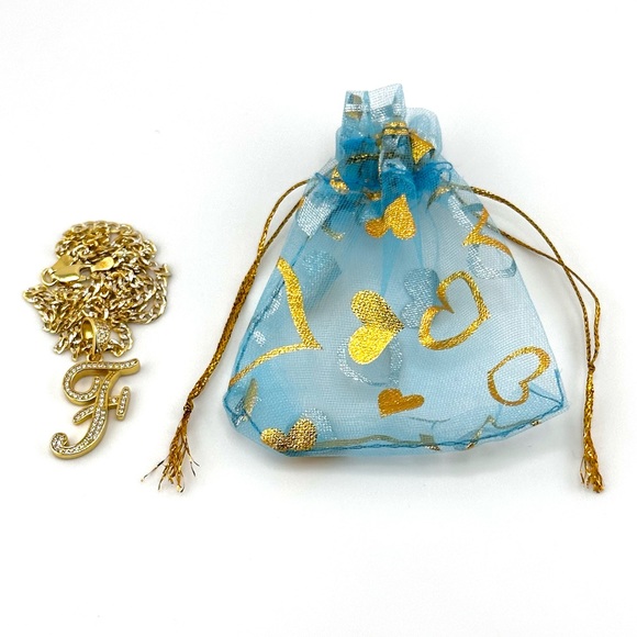 18K Gold Plated over 925 Solid Sterling Silver "F" Letter Necklace - Picture 7 of 8